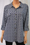 Charter Club Women's Blue Printed Utility Button Down Shirt XXL
