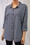 Charter Club Women's Blue Printed Utility Button Down Shirt XXL