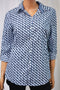 Charter Club Women's Roll-Tab Blue Printed Button Down Shirt  4