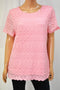 Charter Club Women's Pink Lace Scalloped-Hem Blouse Top X-large XL