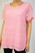 Charter Club Women's Pink Lace Scalloped-Hem Blouse Top X-large XL