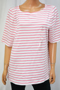 Charter Club Women's Elbow Sleeve Metallic Pink Striped Blouse Top XL