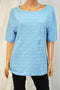 Charter Club Women's Elbow-Slv Blue Textured Blouse Top X-large XL