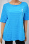 Charter Club Women's Elbow-Slv Blue Textured Blouse Top Medium M