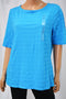 Charter Club Women's Elbow-Slv Blue Textured Blouse Top Medium M