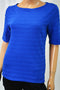 Charter Club Women's Boat Neck Blue Textured Blouse Top Small S