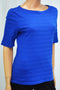 Charter Club Women's Boat Neck Blue Textured Blouse Top Small S