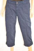 Style&Co Women's Blue Mid Rise Button-Cuff Capri Cropped Pants 8
