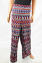 NY Collection Women Stretch Red Printed Pull On Wide Leg Soft Casual Pants XL