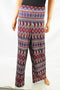 NY Collection Women Stretch Red Printed Pull On Wide Leg Soft Casual Pants XL