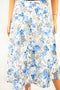 Grace Elements Linen Blend Women's Blue/Grey Floral Button Down A-Line Skirt 16