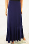 ECI Women's Stretch Blue Pull-On Ruffled Hem Maxi Skirt XL