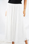 NY Collection Women's White Pull-On Crinkle Pleated Midi A-Line Skirt L
