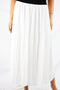 NY Collection Women's White Pull-On Crinkle Pleated Midi A-Line Skirt L