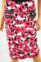 Grace Elements Women's Stretch Pink Floral Zip-Pocket Pull-On Pencil Skirt  S