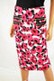 Grace Elements Women's Stretch Pink Floral Zip-Pocket Pull-On Pencil Skirt  S