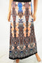 ECI Women's Stretch Multi Color Printed Pull-On Long Maxi Skirt M