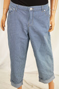 Style&Co Women Blue Striped Curvy Fit Capri Cropped Denim Jeans 16