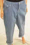Style&Co Women Blue Striped Curvy Fit Capri Cropped Denim Jeans 16