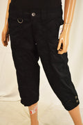 Style&Co Women Black Relaxed-Fit Chambray Cargo Capri Crop Pants 6