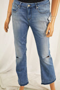 William Rast Young Women Blue Cropped Two-Tone  Flared Denim Jeans 25