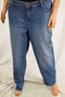 Style&Co Women's Blue Embroidered Curvy Boyfriend Denim Jeans 6