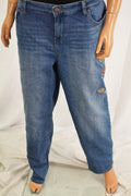 Style&Co Women's Blue Embroidered Curvy Boyfriend Denim Jeans 18