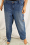Style&Co Women's Blue Embroidered Curvy Boyfriend Denim Jeans 18