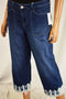 Style&Co Women's Blue High Rise Dyed-Hem Capri Denim Jeans 10