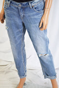 Silver Jeans Women's Blue Kenni Distressed Ripped Girlfriend Denim Jeans 29
