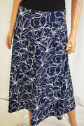 JM Collection Women's Blue Printed Jacquard A-Line Skirt Large  L