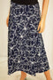 JM Collection Women's Blue Printed Jacquard A-Line Skirt Large  L