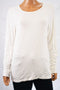 New Alfani Women's Scoop-Neck Ruched Long-Sleeves Stretch White Tee Blouse Top L - evorr.com