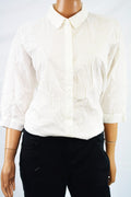Alfani Women's 3/4-Sleeve Stretch White Solid Button Down Shirt Blouse Top 6 - evorr.com