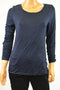 New Alfani Women's Round-Neck Ruched Long-Sleeve Stretch Blue Solid Blouse Top M - evorr.com