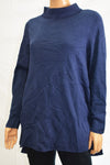 Alfani Women's Mock-Neck Long Sleeve Blue Solid Hi-Low Tunic Sweater Top XL - evorr.com