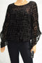 Alfani Women's Angel Sleeve Black Sheer Velvet Burnout Blouson Blouse Top M - evorr.com