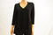 Alfani Women's V-Neck 3/4 Sleeve Stretch Black Layered-Look Draped Blouse Top M - evorr.com