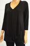 Alfani Women's V-Neck 3/4 Sleeve Stretch Black Layered-Look Draped Blouse Top M - evorr.com