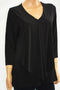 Alfani Women's V-Neck 3/4 Sleeve Stretch Black Layered-Look Draped Blouse Top M - evorr.com