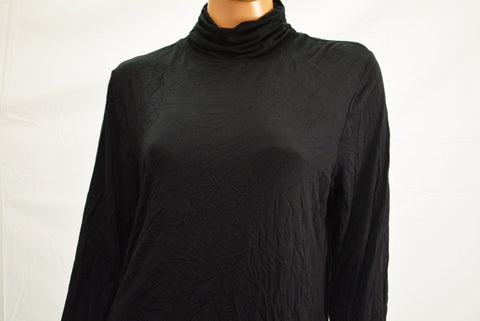 Alfani Women's Turtleneck Ruched Long-Sleeve Stretch Black Tee Blouse Top XL - evorr.com