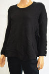 Alfani Women's Long Sleeve Black Buttoned Cuff Ribbed Swing Sweater M - evorr.com