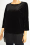 Alfani Women's Stretch Black Layered Look Chiffon-Hem Velvet Tunic Blouse Top L - evorr.com