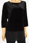 Alfani Women's Stretch Black Layered Look Chiffon-Hem Velvet Tunic Blouse Top L - evorr.com