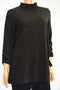 Alfani Women Mock Neck Ruched Sleeve Stretch Black Metallic Tunic Sweater Top S - evorr.com