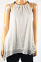 Alfani Women Chain-Neck Metallic Silver Lurex Textured Halter Tunic Blouse Top M - evorr.com