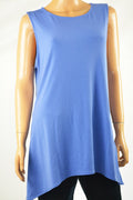 Alfani Women's Sleeveless Crew Neck Stretch Blue Hi-Low Tunic Blouse Top XL - evorr.com