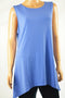 Alfani Women's Sleeveless Crew Neck Stretch Blue Hi-Low Tunic Blouse Top XL - evorr.com