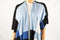 Alfani Women's Blue Striped Open Front Color Block Poncho Sweater Top L XL - evorr.com