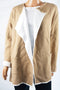 Alfani Women's Brown Open Front Color Block Double Knit Sweater Cardigan Shrug M - evorr.com